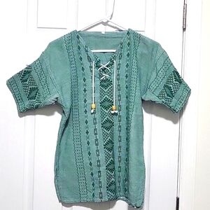 Green Maya embroidered top